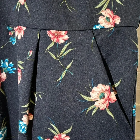 Ann Taylor LOFT outlet womens size 16 navy blue floral pocket midi dress NWT